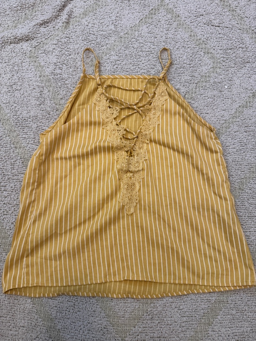 Harper Heritage Lace Up Cami Tank Mustard Stripe Medium